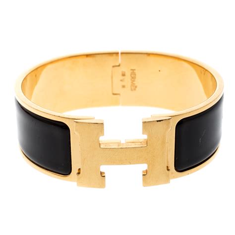 black gold hermes bracelet|Hermes enamel cuff bracelet.